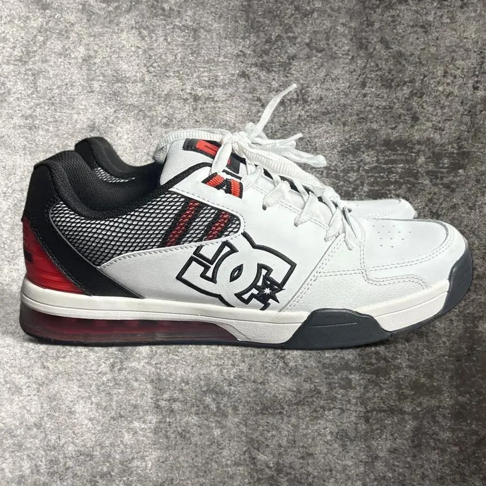 DC Versatile Sneakers White Black Red Y2K Skate Shoes Men’s 10.5